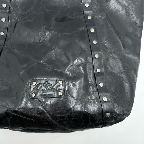 Patricia Nash Benvenuto Rivets Black Leather Tote Shopper Large - Picture 3 of 10